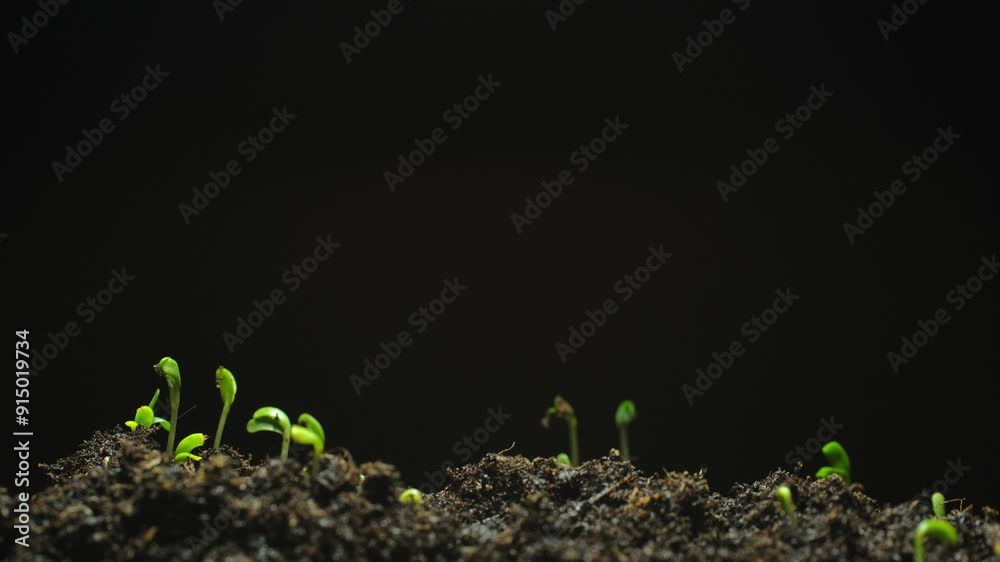 Growing seeds rising from soil time lapse 4k footage.