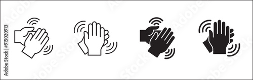Hands clap symbol. Hand clapping icons. Applaud and acclamation sign. Simple flat icon of praise and cheering graphic design resource and illustration.