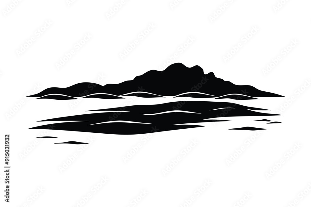 a silhouette of a seashore's sea beach vector art illustration a silhouette of a seashore's sea beach vector art illustration