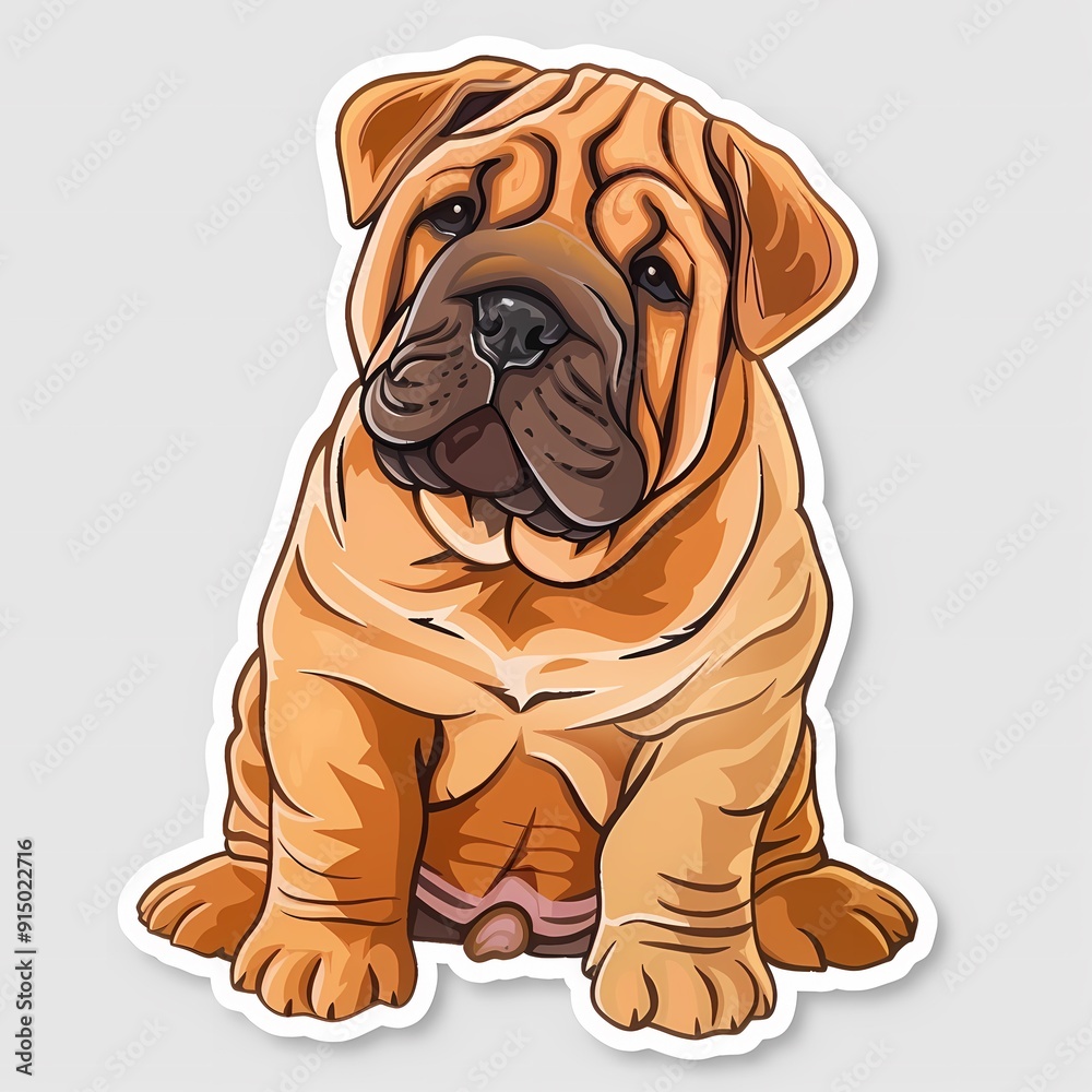 Cute Shar Pei puppy illustration perfect for stickers and pet-themed merchandise. Cute Shar Pei puppy illustration perfect for stickers and pet-themed merchandise.