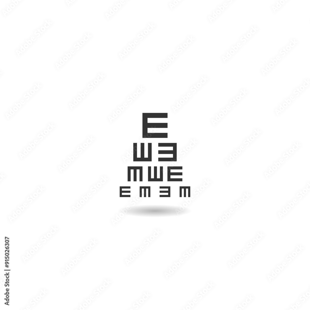 Eye test chart line icon with shadow Eye test chart line icon with shadow