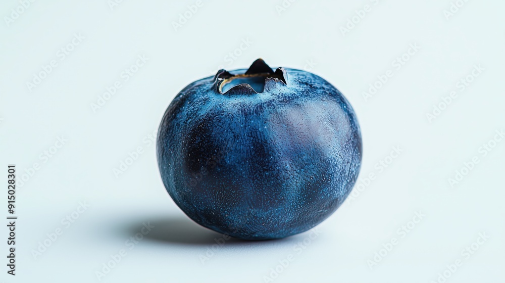 A Single Ripe Blueberry Isolated on a Light Blue Background A Single Ripe Blueberry Isolated on a Light Blue Background