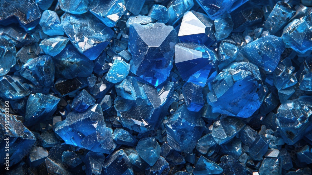 Close-up of Vibrant Blue Sapphire Crystals. Close-up of Vibrant Blue Sapphire Crystals.