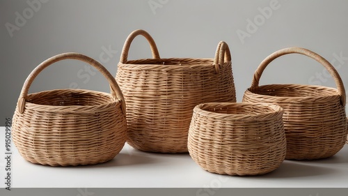 a woven rattan basket with a rectangular volume shape Generative ai