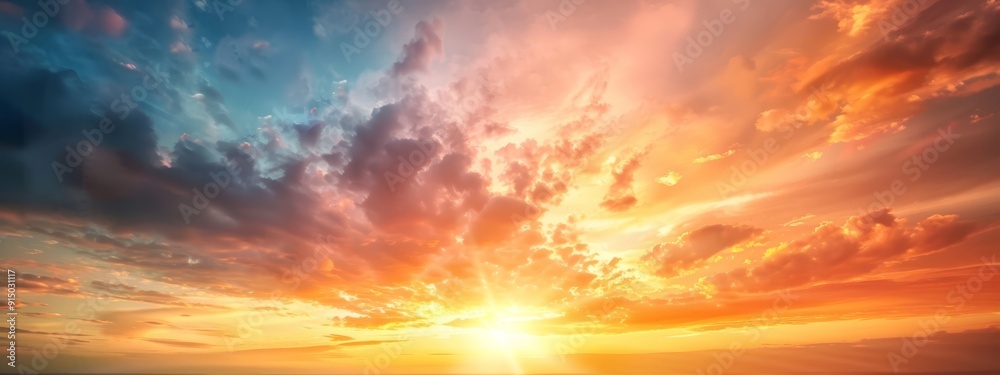 The sun sets over the ocean, with a boat in the foreground and a cloudy sky behind The sun sets over the ocean, with a boat in the foreground and a cloudy sky behind