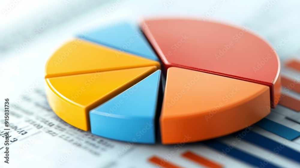 A close-up of a business infographic featuring a pie chart, with each segment clearly labeled and color-coded for easy understanding.