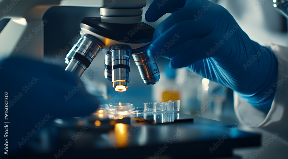 A Close-Up Shot of Hands in Blue Gloves Working with Medical Equipment A Close-Up Shot of Hands in Blue Gloves Working with Medical Equipment