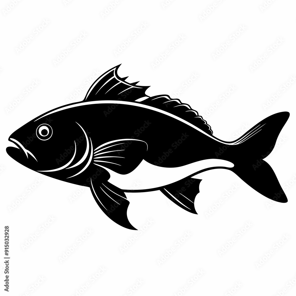 Fototapeta premium Cod fish Black silhouette