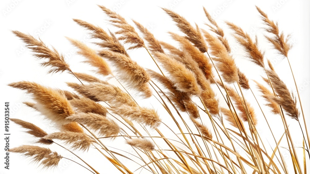 a bunch of autumn dry field grass with spikelets flutters in the wind, png file of isolated cutout object on white background a bunch of autumn dry field grass with spikelets flutters in the wind, png file of isolated cutout object on white background