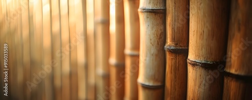 A Tranquil Bamboo Wall Bathed in Soft, Diffused Light © Paisan