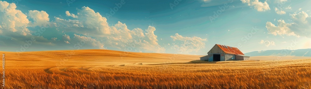 A serene landscape featuring a rustic house amid golden fields under a vibrant sky, perfect for nature and countryside themes. A serene landscape featuring a rustic house amid golden fields under a vibrant sky, perfect for nature and countryside themes.