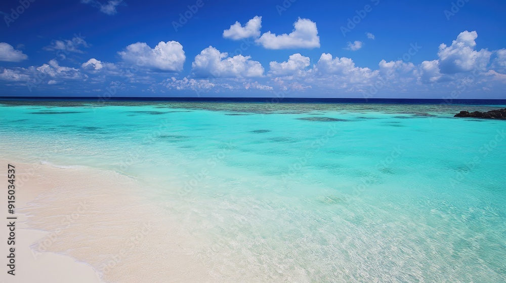 Coral atoll with turquoise waters and white sand, pristine and remote Coral atoll with turquoise waters and white sand, pristine and remote