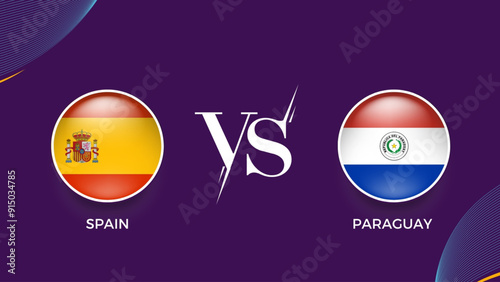 spain  vs Paraguay broadcast template for social media. vector illustration
