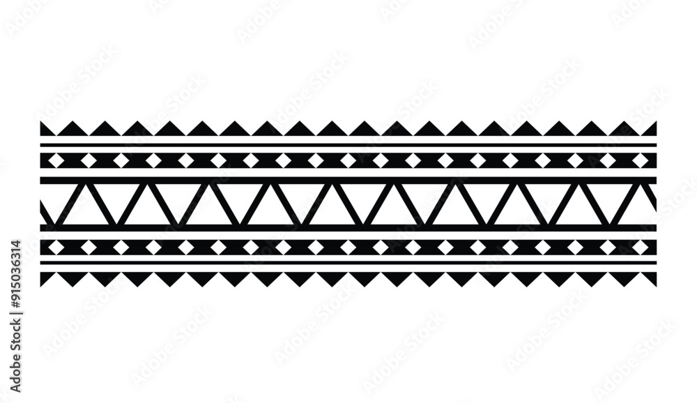 Polynesian tattoo design tribal border.Tribal design ethnic ornament maori band.Samoan Tattoo ribbon sleeve bracelet.Fabric seamless isolated hawaiian armband pattern on white background. Polynesian tattoo design tribal border.Tribal design ethnic ornament maori band.Samoan Tattoo ribbon sleeve bracelet.Fabric seamless isolated hawaiian armband pattern on white background.