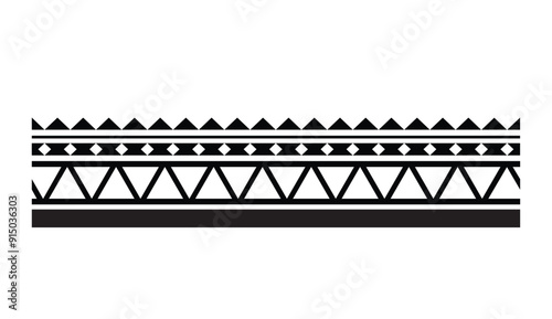 Polynesian hawaiian ethic pattern deoration.Hawaiian native art design.Polynesian tattoo band tribal design.