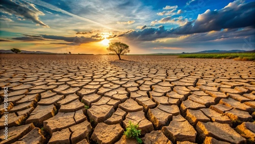 dry land cracked from thirst, drought
