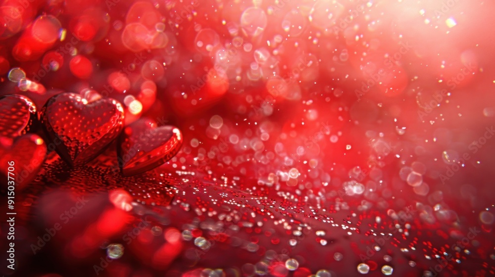Red Hearts on Red Glittery Background Red Hearts on Red Glittery Background