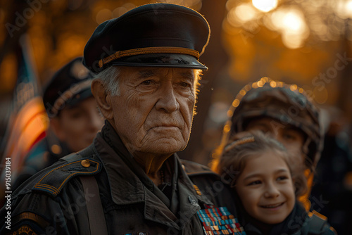 family photo of a grandfather, army veteran, and his granddaughter.