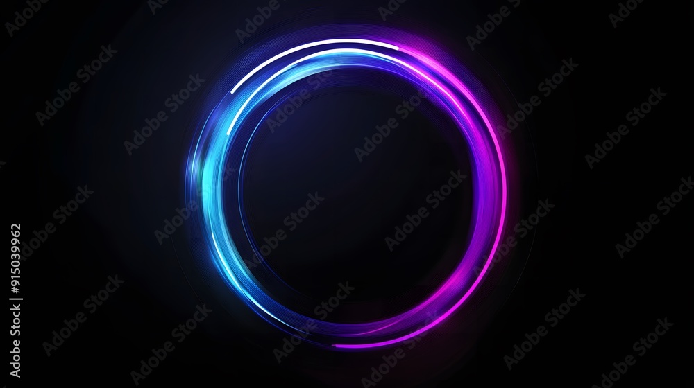 Glowing Blue and Purple Circular Ring on Black Background, Futuristic Digital Waves Vector Illustration for Graphic Design Glowing Blue and Purple Circular Ring on Black Background, Futuristic Digital Waves Vector Illustration for Graphic Design