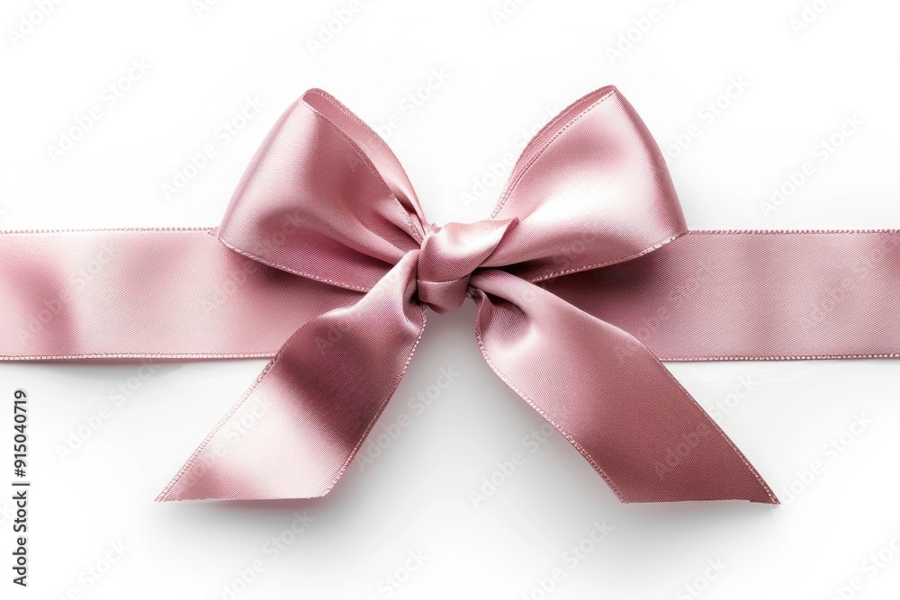 Pink Satin Bow with Ribbon on White Background Pink Satin Bow with Ribbon on White Background