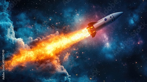 Wallpaper Mural Dynamic Rocket Launch into Stellar Space - Thrust and Energy Explosion Torontodigital.ca
