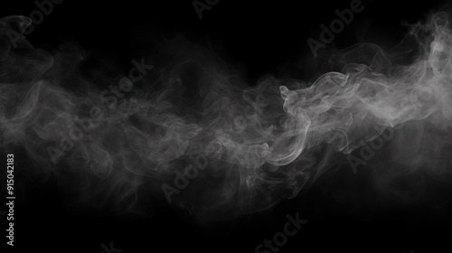 A captivating design featuring white smoke swirling gracefully against a black background, creating a mysterious and ethereal atmosphere