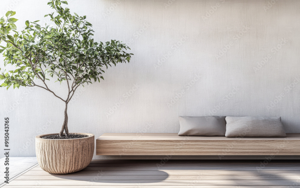 Japandi interiors design composition with neutral tones, natural lighting and minimal furniture. Oriental inspired Real Estate interiors with copyspace. Japandi interiors design composition with neutral tones, natural lighting and minimal furniture. Oriental inspired Real Estate interiors with copyspace.