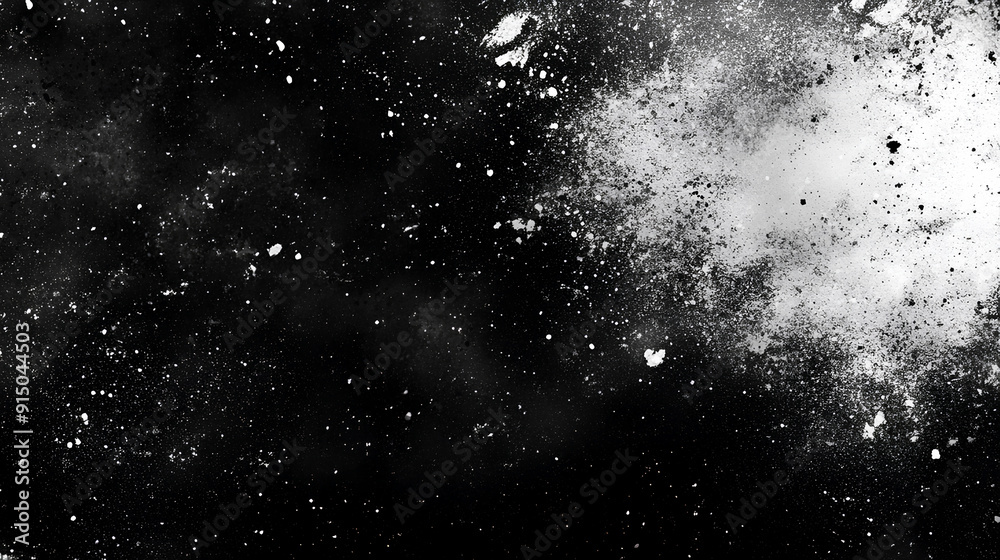 Obraz premium Dark black white grainy background, noise texture grunge gradient abstract banner header poster cover backdrop design 