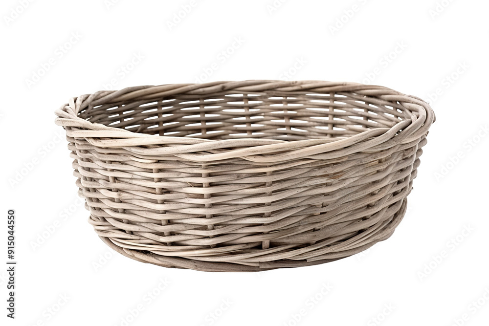 Handcrafted Wicker Basket Displayed on Rustic Table in a Cozy Home Setting on Transparent PNG Background.. Handcrafted Wicker Basket Displayed on Rustic Table in a Cozy Home Setting on Transparent PNG Background..