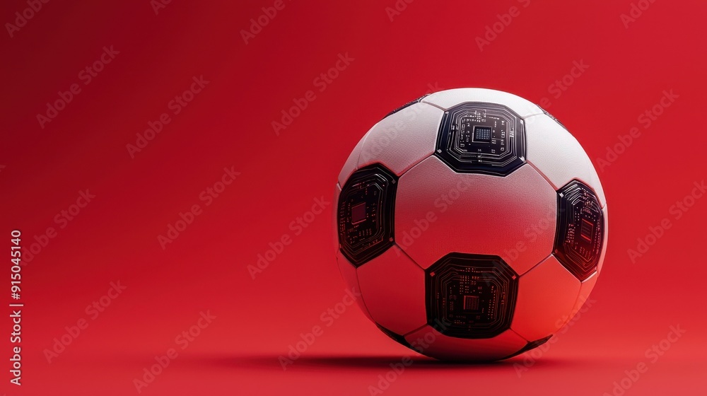 A classic black and white soccer ball against a vibrant red background, perfect for sports-themed designs and promotions. A classic black and white soccer ball against a vibrant red background, perfect for sports-themed designs and promotions.