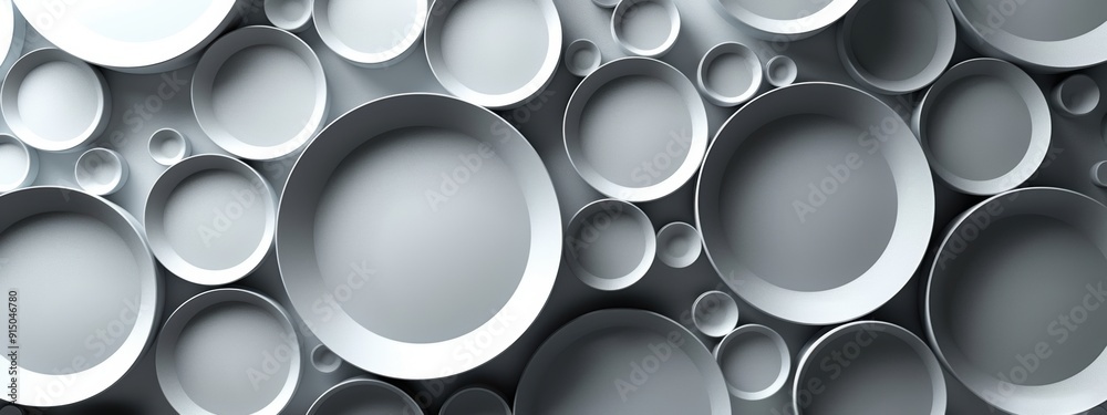 Abstract overlapping circles with light grey shadows on a white background. Abstract overlapping circles with light grey shadows on a white background.