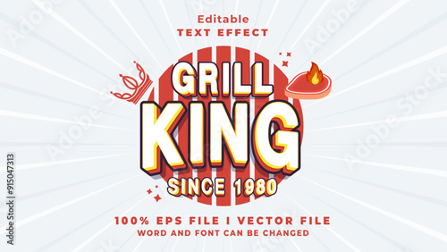 editable grill king text effect.typhography logo