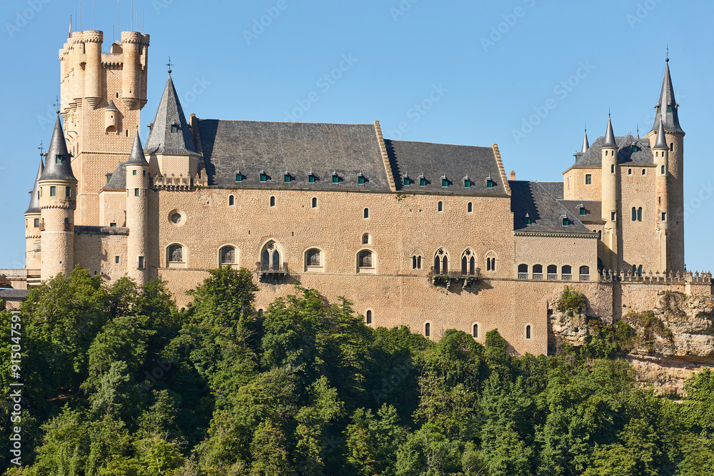 Fototapeta premium Segovia Alcazar castle towers. Traditional medieval town in Spain