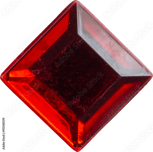 Red square jewels sticker isolated on white background