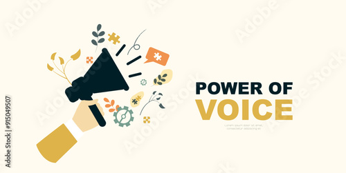 Power of Voice banner. Freedom of Speech theme. Modern design.