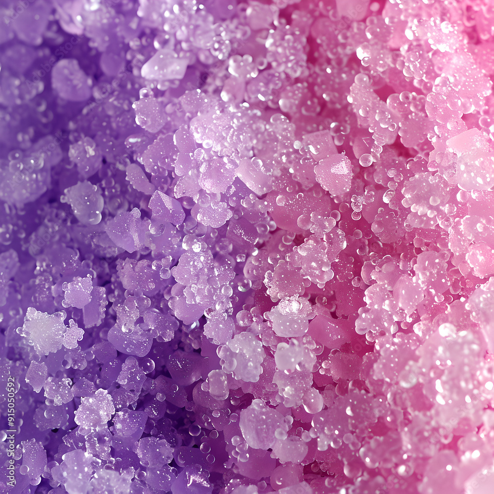 Coarse grained purple pink sugar body scrub texture close up. Generative AI Coarse grained purple pink sugar body scrub texture close up. Generative AI