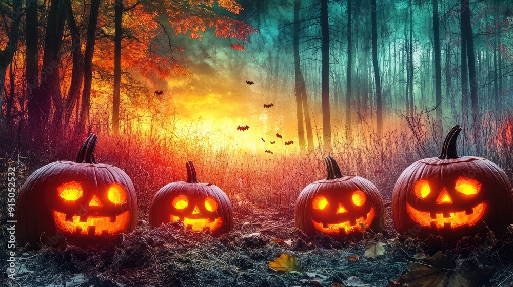 A house of halloween scene with a horror atmosphere A house of halloween scene with a horror atmosphere