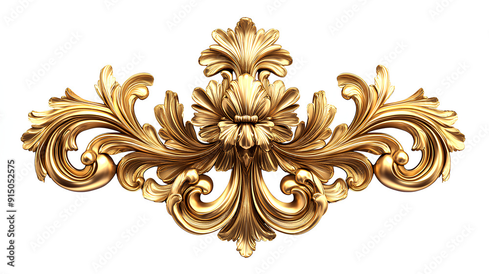 Gold baroque ornament element isolated on a white background Gold baroque ornament element isolated on a white background