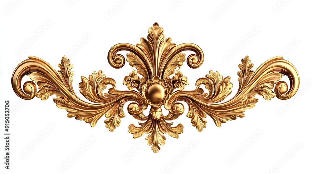 Gold baroque ornament element isolated on a white background Gold baroque ornament element isolated on a white background