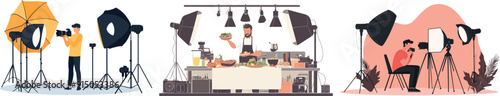 Professional studio composition for a food photography session backstage