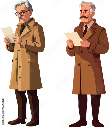 Paper document being inspected by a detective. Researching crime evidence