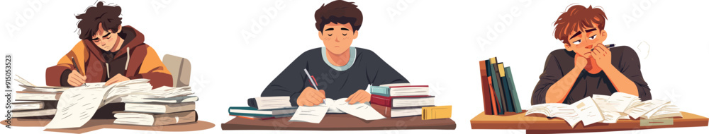 Homework-weary boy. Education and study difficulties Homework-weary boy. Education and study difficulties