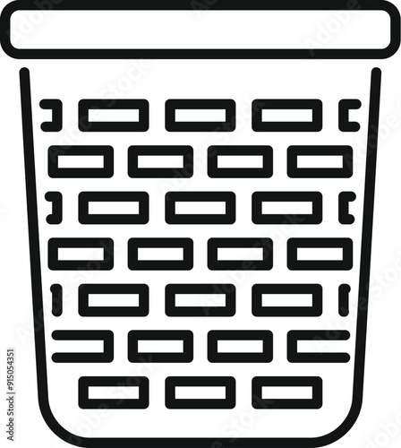 Simple line icon of a laundry basket, a common household item used for storing and carrying dirty clothes before washing