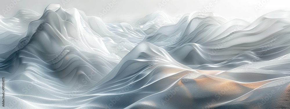 Obraz premium Abstract flowing lines in light grey on a white background.