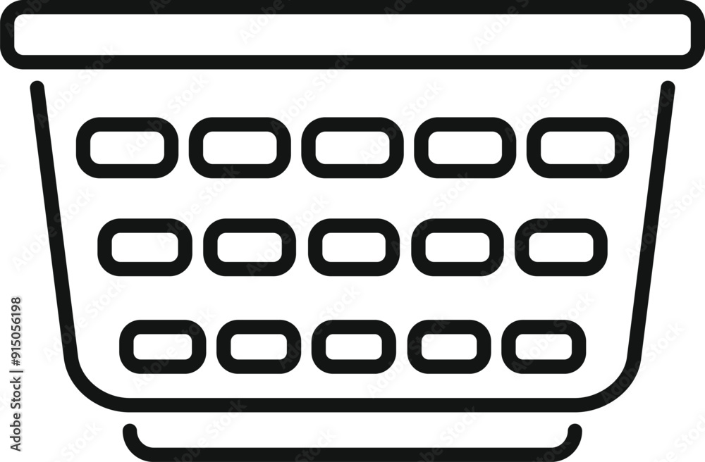 Simple line art icon of a laundry basket, ideal for representing household chores and organization Simple line art icon of a laundry basket, ideal for representing household chores and organization