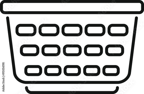 Simple line art icon of a laundry basket, ideal for representing household chores and organization