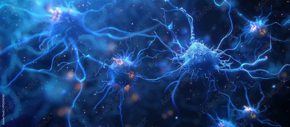 Nerve Cells Interconnected, Microscopic View Nerve Cells Interconnected, Microscopic View