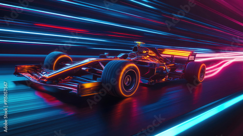 Extreme Speed Formula 1 Car Racing with Neon Lights