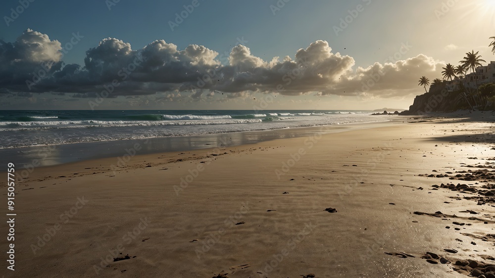 Obraz premium summer beach landscape sunset generate ai