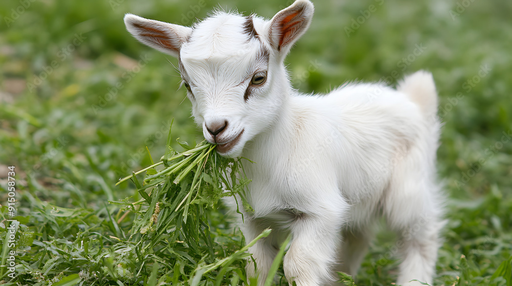 Obraz premium white goat on a meadow